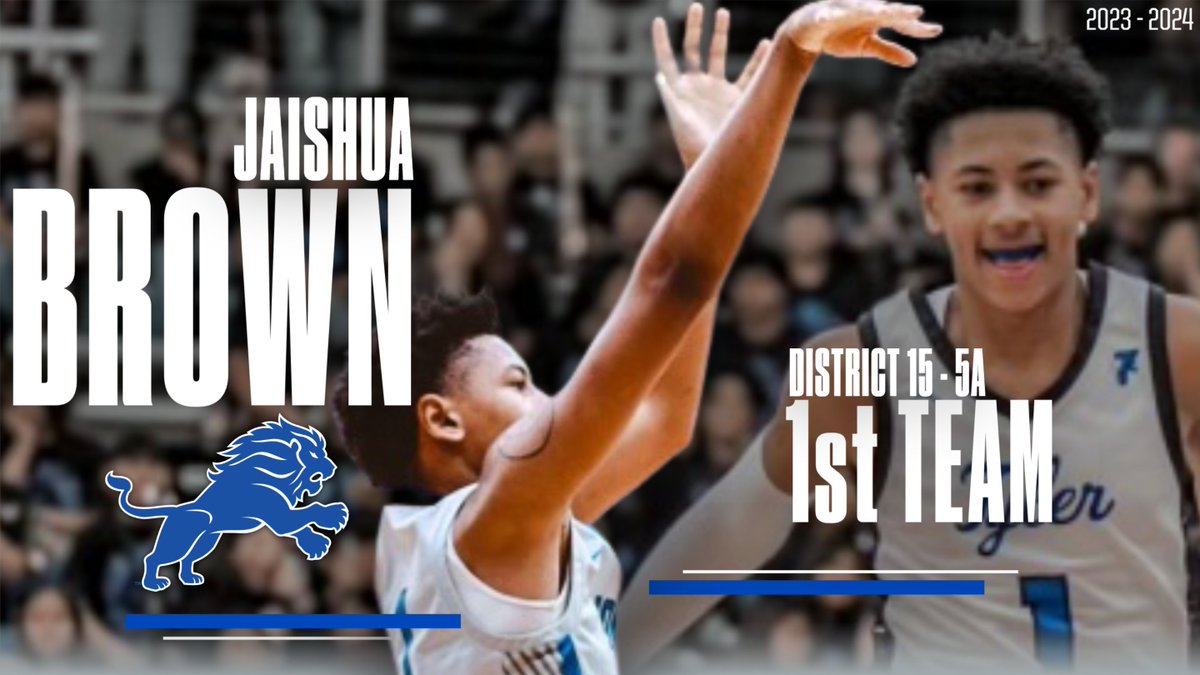 Congrats to #1 Junior Jaishua Brown @ImJbrown1 on being named 1st Team All-District 15-5A! Took a big leap this year & expect even bigger things as a Senior. @TylerISD @TylerISD_Ath @TylerHighLions @CoachJustinJ @Coach_DSanders @hoopinsider @Tabchoops @J_MOtivated @etfinalscore