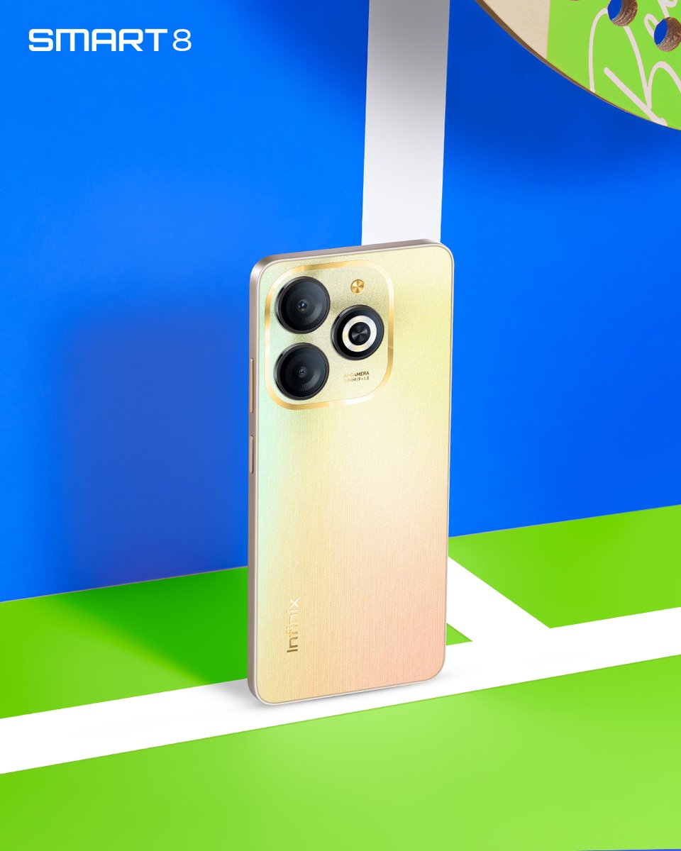 InfinixNigeria's tweet photo. Step into the spotlight with the #InfinixSmart8 in Shinny Gold.

A smartphone that's as vibrant as your life!

#SeeMoreDoMore https://t.co/EfWHS9HTUG