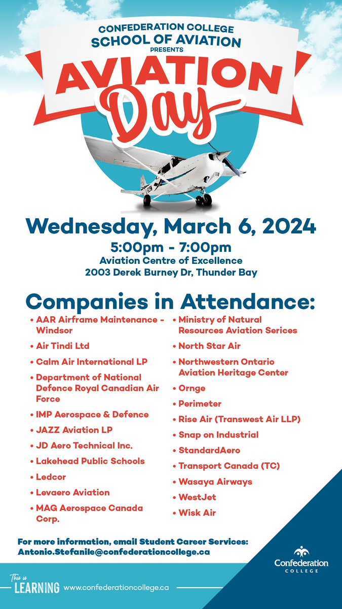Join us at the Aviation Centre of Excellence this Wednesday for Aviation Day ✈️