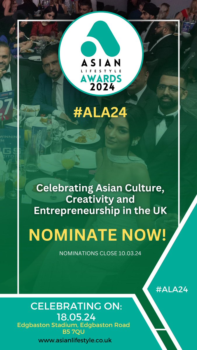 Have you nominated for the Asian Lifestyle Awards - Celebrating Asian Culture, Creativity and Entrepreneurship in the UK.

Nominate: asianlifestyle.co.uk

#ALA24