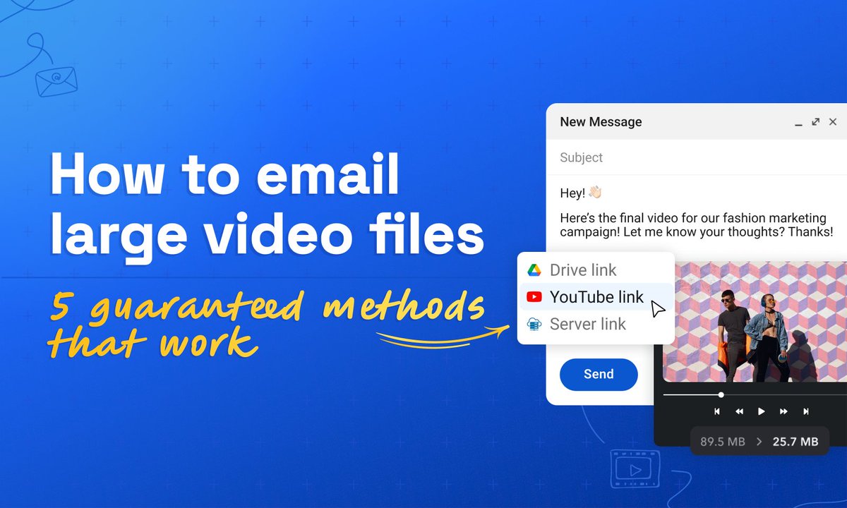 How can you email large video files? 🤔
We're all about creative video editing here but we're not forgetting the nitty-gritty. Here are 5 methods to help you share your cool video projects via email: flixier.com/blog/how-to-em…