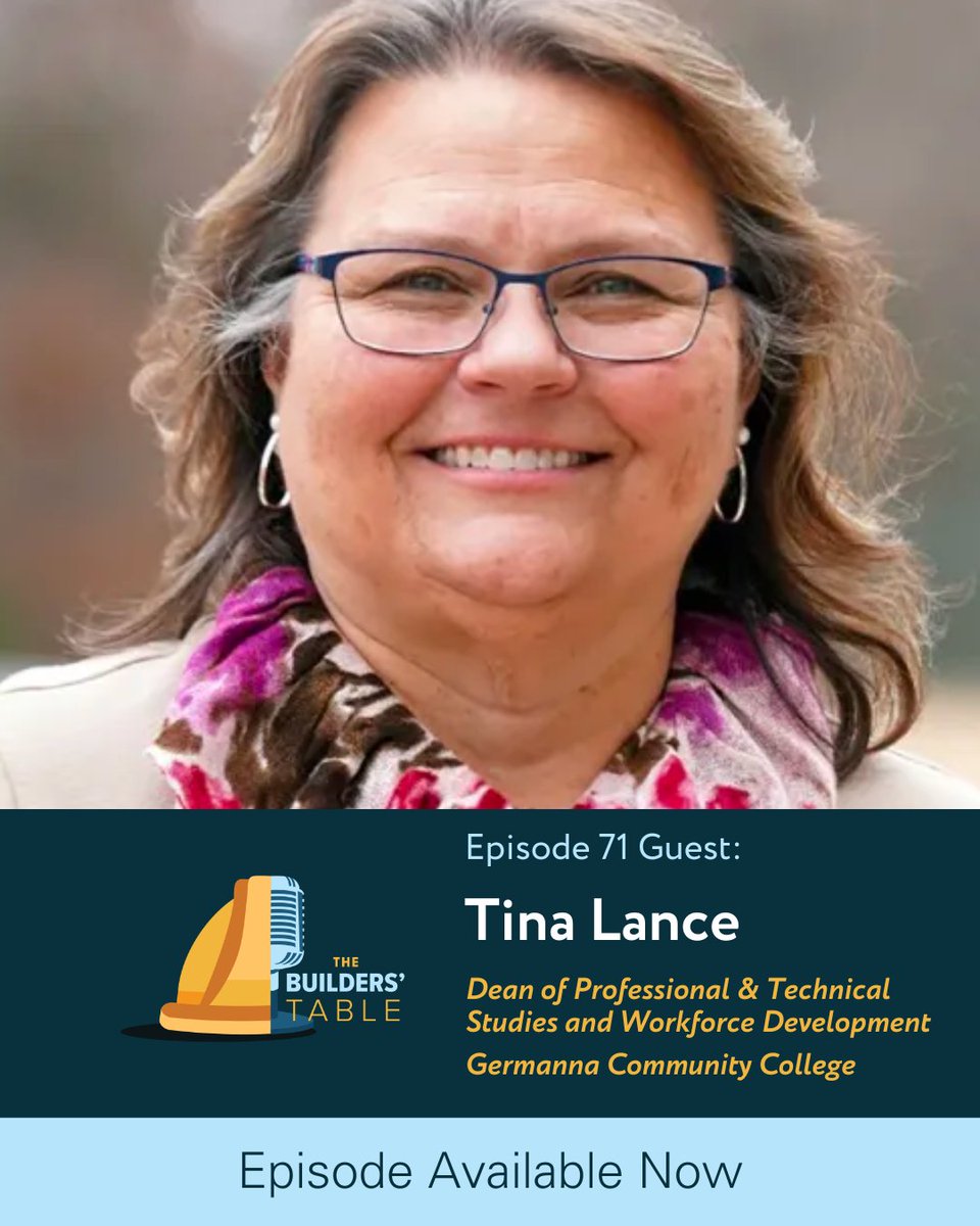 Listen to this week's episode of The Builders' Table, featuring Tina Lance, Dean of Professional and Technical Studies and Workforce Development at Germanna Community College! Episode 71: nccer.org/newsroom/the-b…