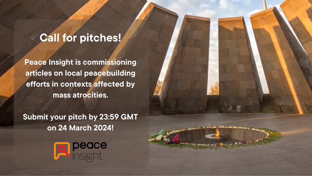 Don't miss this opportunity to write for @insightconflict! We're looking for new content about local peacebuilding in contexts affected by mass atrocities. Local and diaspora peacebuilders and journalists, please take a look at the call: ow.ly/Rvhg50QIG6Q