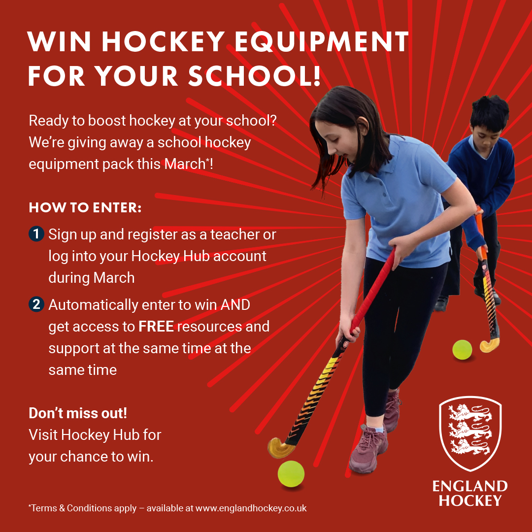 Unlock the Power of Hockey in Your School!

Win big with our exclusive schools giveaway – sign up or log in to Hockey Hub this March to enter and win a free equipment pack*.

Don't miss out!! To find out more and enter eng.hockey/48GloAO

*Terms &amp; Conditions apply