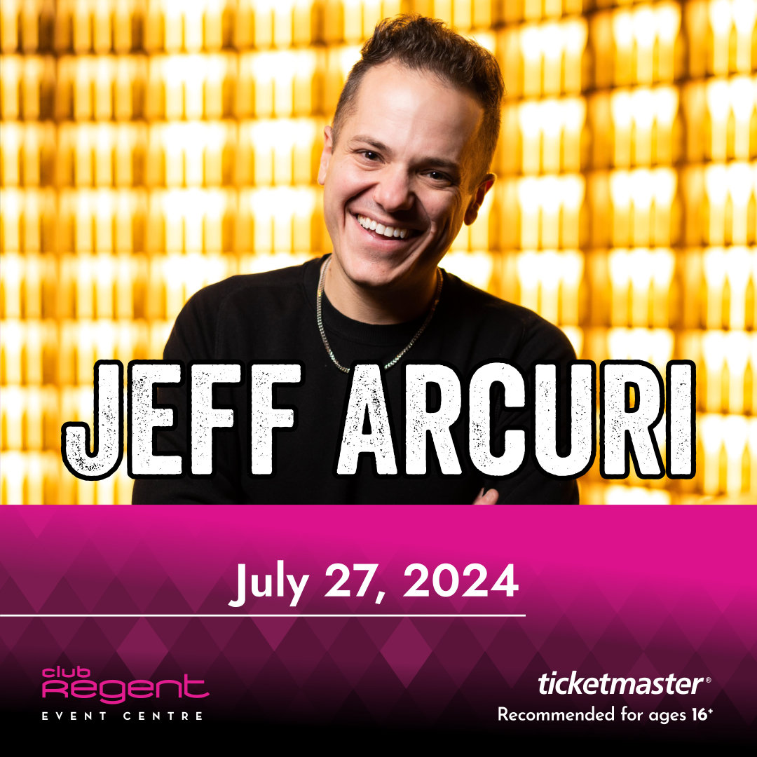 Club Regent Event Centre is excited to welcome Jeff Arcuri - July 27, 2024! 

• Tickets starting at $34 (plus taxes &amp; fees) 
• Club Card presale: March 6, 2024
• General on sale: March 8, 2024 @ 10AM 

ow.ly/rWSt50QKKzC

Recommended for ages 16+ / Mature Content