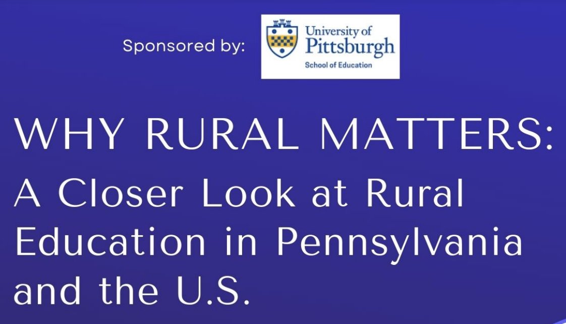 This presentation highlights the recent findings from the Why Rural Matters report, a report that focuses on the conditions of rural education in each of the 50 states. The webinar will take place TODAY, March 4, 2024 03:00 PM CST. pitt.zoom.us/webinar/regist…