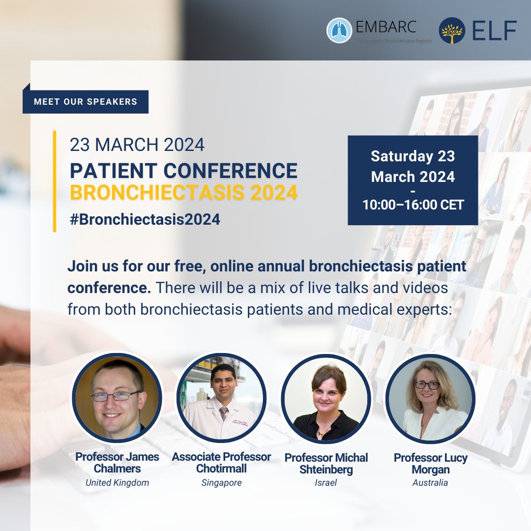 Interested in #raredisease? Bronchiectasis is a long-term condition that makes the lungs more vulnerable to infection. Learn more from the experts joining us for our upcoming #Bronchiectasis2024 patient conference: ow.ly/hq4T50QwUjA Saturday 23 March #SaveTheDate