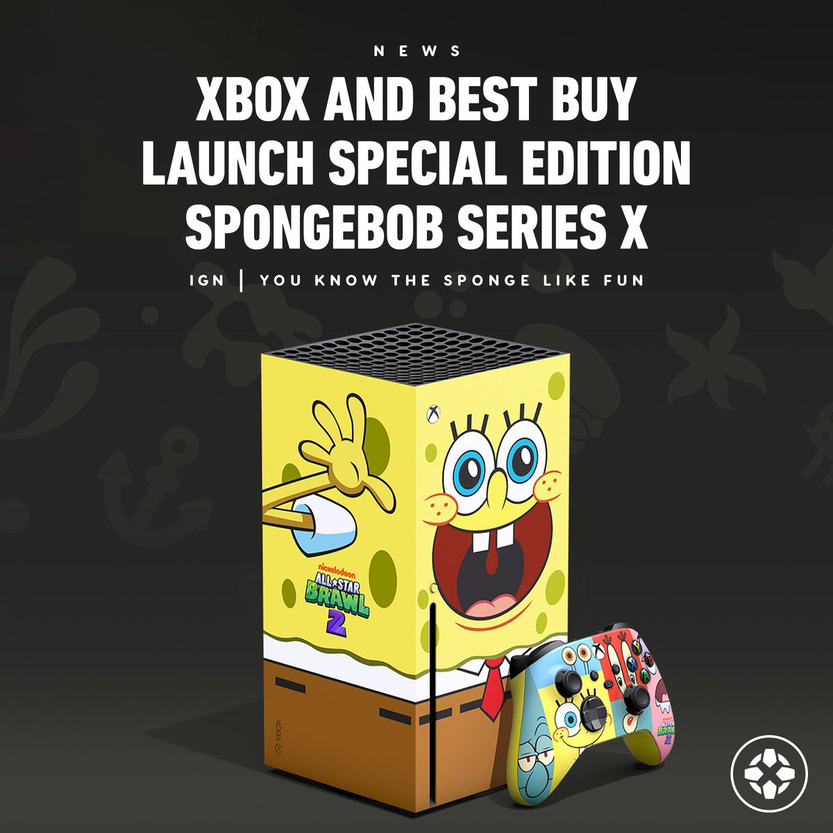 IGN's tweet photo. Microsoft’s fondness for special edition Xbox consoles continues with a SpongeBob SquarePants Xbox Series X. https://t.co/dbm3EZmXxB https://t.co/730azTGMnO