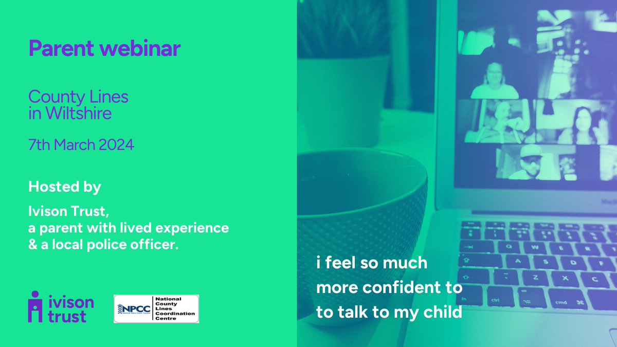 ivisontrust's tweet image. 📣 This Thursday. Parent Webinar covering #wiltshire. This is an opportunity for parents to learn what criminal exploitation is, with a focus on #countylines.

Parents can book at #eventbrite here eventbrite.co.uk/e/county-lines…

#wiltshire #countylines #childexploitation #safeguarding