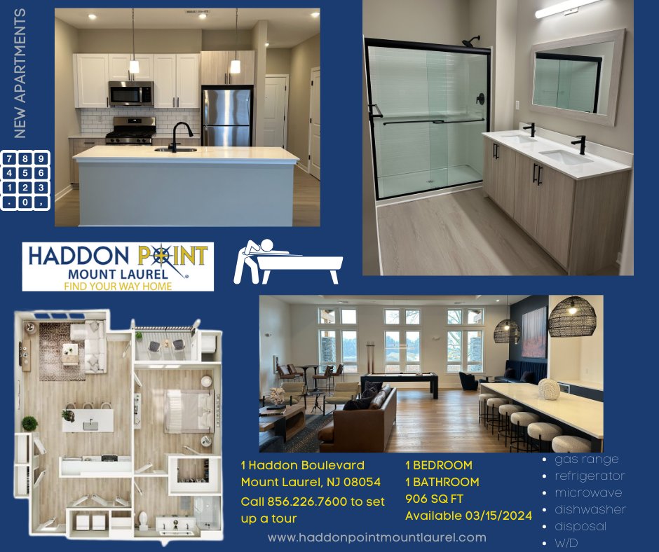 HaddonPointApts's tweet photo. Start fresh in this bright and beautiful brand new apartment at Haddon Point Mount Laurel. To schedule a tour call 856-226-7600 or email mountlaurel@haddonpoint.com. #FreshStart #NewApartment #BrightSpace #FindYourWayHome #Haddonpointapts #Apartmentforrent #Brandnew https://t.co/cdtXEyZYbC
