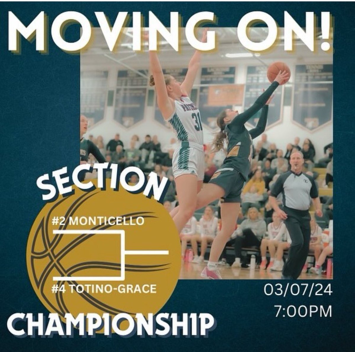 Section 5AAA - Championship: 🗓️ Thursday, March 7 🏀 vs. @MontiGirlsBBall ⌚️ 7:00pm 📍 St. Michael-Albertville HS