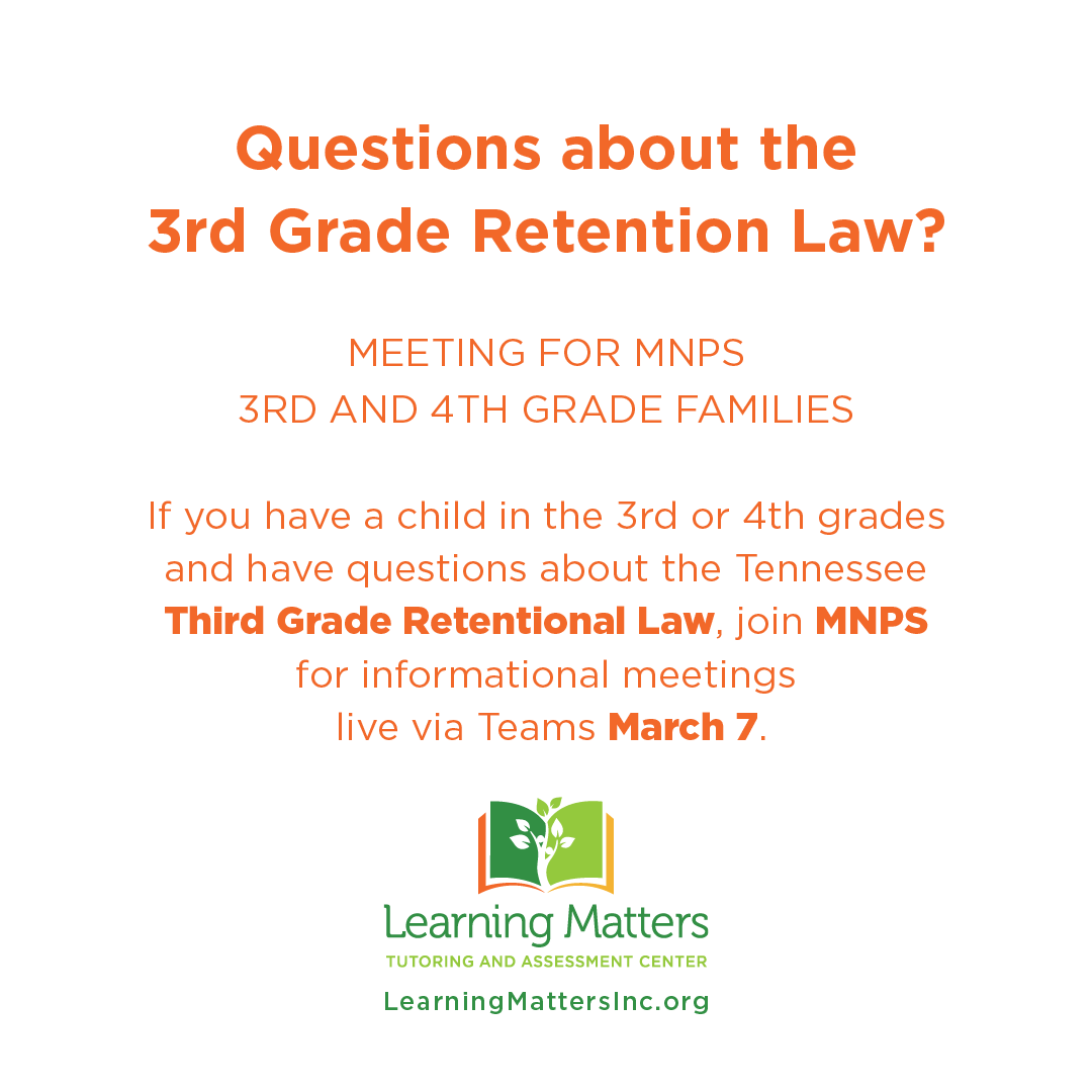 3rd and 4th-grade MNPS families - if you have questions regarding the TN Third Grade Retention Law, the last Q&amp;A is March 7th.

Learn more&gt;&gt; mnps.org/learn/academic…