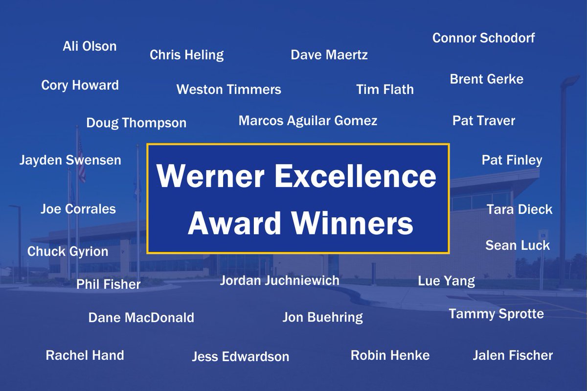 Congratulations to all those who were 2023's Werner Excellence Award Winners! We appreciate all your hard work and dedication to our company! #WernerWay #WernerExcellenceAward