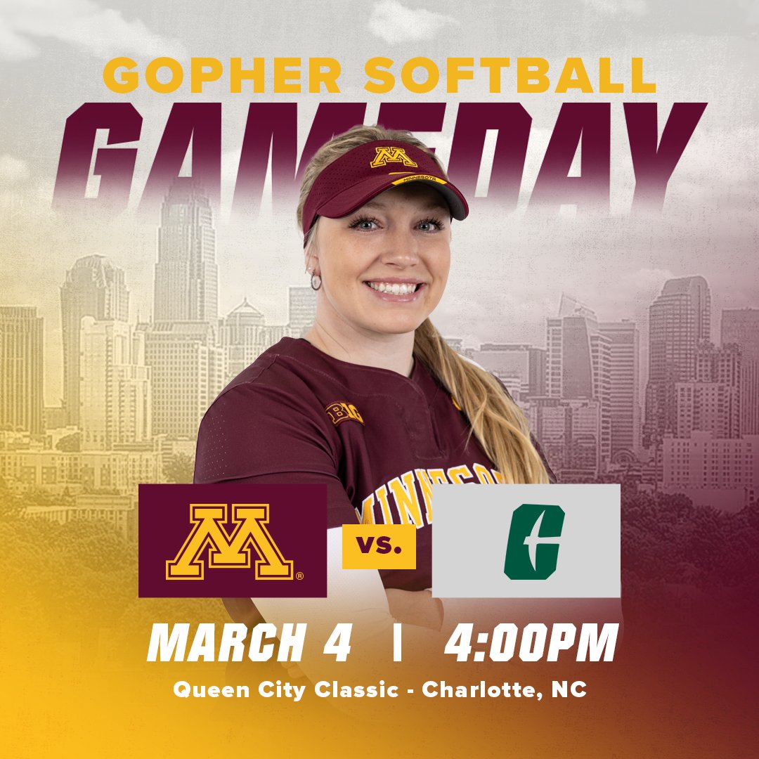 GopherSoftball's tweet photo. A Monday matchup 👊

🆚 Charlotte
🕓 4 p.m. CT
📍 Charlotte, N.C.
📺 ESPN+
📊 https://t.co/5O7Mh96XDL

#SkiUMah | #Gophers〽️ https://t.co/ZTt69wsH3N