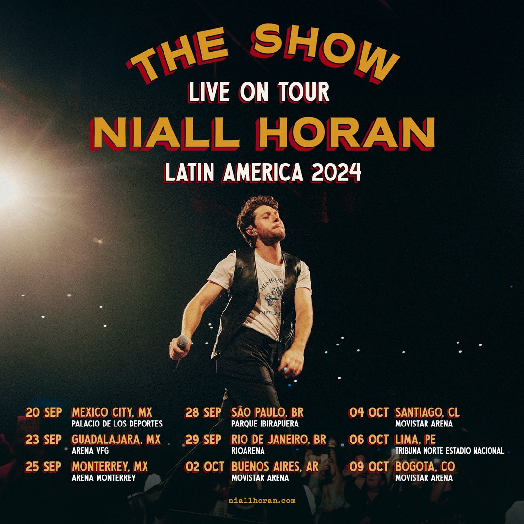 The wait is over, Latin America ! I’m bringing #TheShowLiveOnTour your way later this year. Sign up for Wednesday’s presale and get more details at niallhoran.com. Thank you for being so patient. Can’t wait to see you all soon !