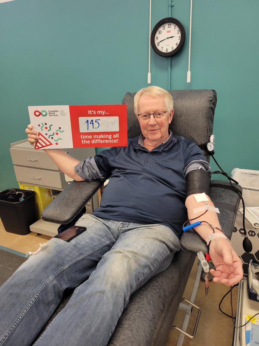 Happy #MilestoneMonday to Colin!
Colin M. donated blood at our #Victoria Blood Donor Centre last week and celebrated his 145th milestone. Colin is part of the Pemberton Homes Realty Partners For Life team as well.

Thank you Colin and @pembertonholmes