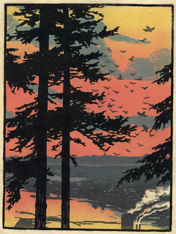 We love this work by PNW printmaker Elizabeth Colborne (1885 – 1948).

Sunset Over the Bay, Bellingham, c.1930; Color woodcut. Whatcom Museum Collection, Gift of the Bellingham Public Library.

#elizabethcolborne #pacificnorthwest #pnwart #bellingham #whatcommuseum #woodcut