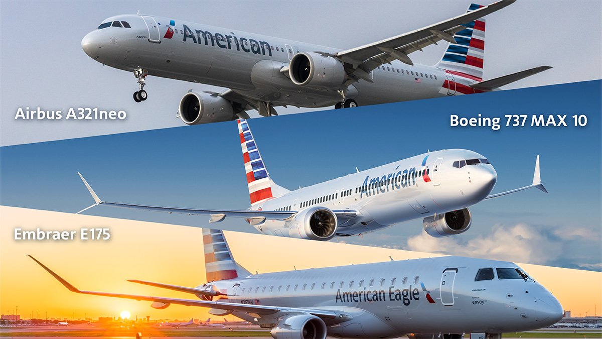 American Airlines announces new aircraft order:

• 85 Boeing 737 MAX 10
• 85 Airbus A321neo
• 90 Embraer 175

30 Boeing 737 MAX 8 orders were converted to the MAX 10. American also anticipates retiring its 50-seat aircraft (E145/CRJ-200s) by the end of the decade.