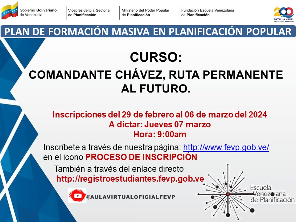 MPPPlanifica's tweet photo. #Entérate Nuevo Plan de Formación Masiva en Planificación Popular "Comandante Chávez, ruta permanente al futuro"

"De Chávez nunca se puede hablar en el pasado, del pueblo nunca se puede hablar en pasado" VP Planificación, @rmenendezp 

#MarzoDeVictorias https://t.co/DoAH6JaUCz