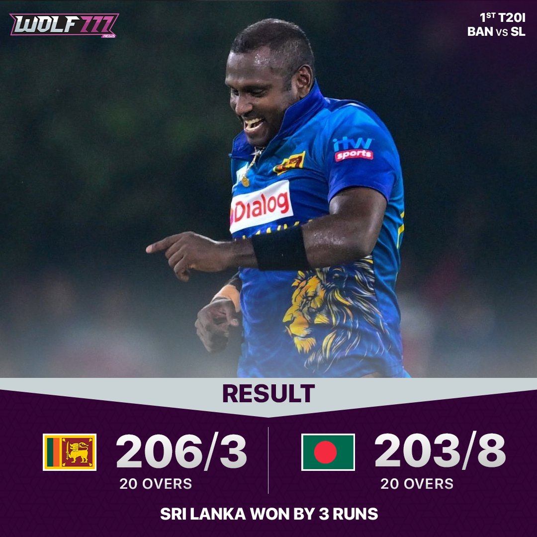 Dasun Shanaka defended 11 runs in the final over as Sri Lanka clinched a thrilling 3-run win over Bangladesh in the first T20I. #T20Cricket #AngeloMathews #SriLankaCricket #Bangladesh #cricket #Wolf777News