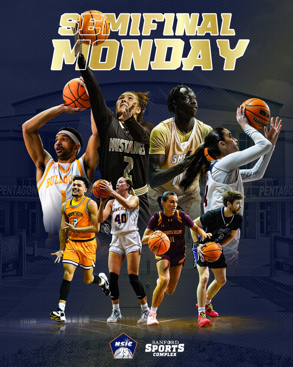 📣 SEMIFINAL MONDAY 📣

It's day 3 and semifinals of the <a href="/NorthernSunConf/">NSIC</a> championship! 

Here's what's on the schedule for men's and women's hoops:

<a href="/MinnStMBBall/">MSU Men's Basketball</a> vs. <a href="/SMSUMustangsMBB/">SMSU Men's Basketball</a>, 11 a.m.
<a href="/WinonaStateMBB/">Winona State Men's Basketball</a> vs. <a href="/UMDBulldogMBB/">UMD Men's Basketball</a>, 1:30 p.m.

(1/3)