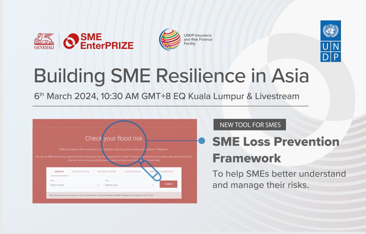 The SME Loss Prevention Framework was developed by Generali and <a href="/UNDP/">UN Development</a> to raise the readiness and awareness of SMEs to the risks facing vulnerable communities. It brings to the disposal of local entrepreneurs the expertise and experience of some of the biggest insurers as a