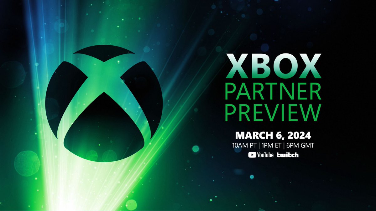 Xbox Partner Preview Announced • March 6th at 1PM ET • 30 Minutes long • Capcom, EA, Nexon, and more • More than a dozen new trailers news.xbox.com/en-us/2024/03/…