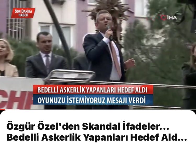 Bu CHP ye adam akıllı kimse gelmeyecekmi 😂😂😂 bedelli askerlik yapanlar bize oy vermesin diyor,Murat Kurum tam dönem askerlik yapmış,İmamoğlu bedelli yapmış😇