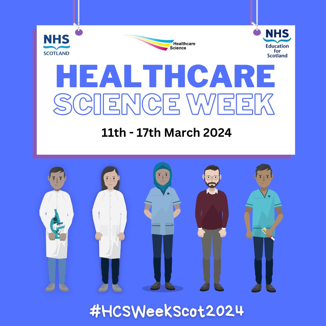 One week to go until it's Healthcare Science Week!🗓️

Getting involved is easy,  with lots of resources, a schedule of activity available on our website bit.ly/3UKdOBE

Let's celebrate the amazing work of our Healthcare Scientist colleagues! #HCSScotWeek2024 #HCSWeek2024