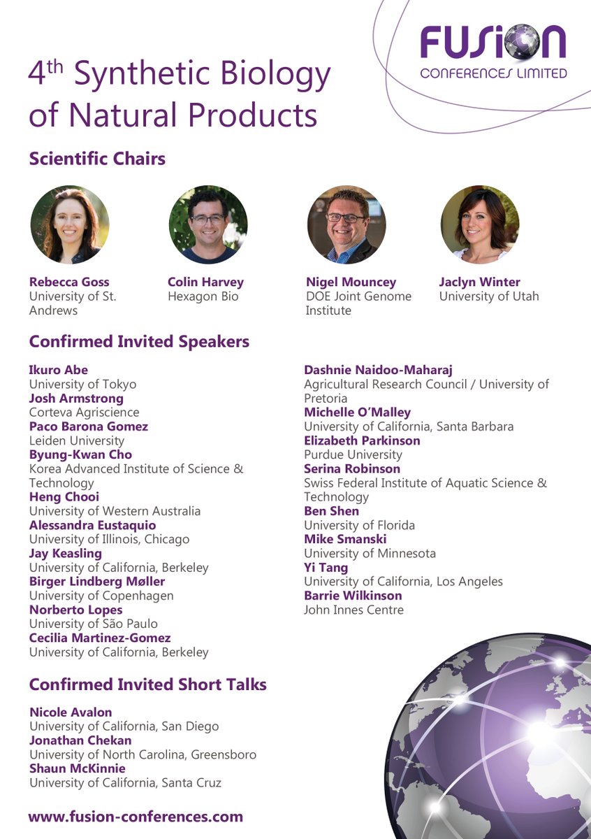 Fusion Conferences (@fusion_conf) on Twitter photo #SBNP24 is shaping up to be a fantastic meeting, with a brilliant line up! See our website for the initial programme➡️bit.ly/3T0SVS7
💰Grants & discounts available
📌Poster submission: 14 Mar 2024
📆Registration closes: 14 Mar 2024
<a href="/NigelJMouncey/">Nigel Mouncey</a> <a href="/GossGroup/">Goss Group</a> <a href="/JMWinterlab/">Jaclyn M. Winter</a> #SBNP24 is shaping up to be a fantastic meeting, with a brilliant line up! See our website for the initial programme➡️bit.ly/3T0SVS7
💰Grants & discounts available
📌Poster submission: 14 Mar 2024
📆Registration closes: 14 Mar 2024
<a href="/NigelJMouncey/">Nigel Mouncey</a> <a href="/GossGroup/">Goss Group</a> <a href="/JMWinterlab/">Jaclyn M. Winter</a>