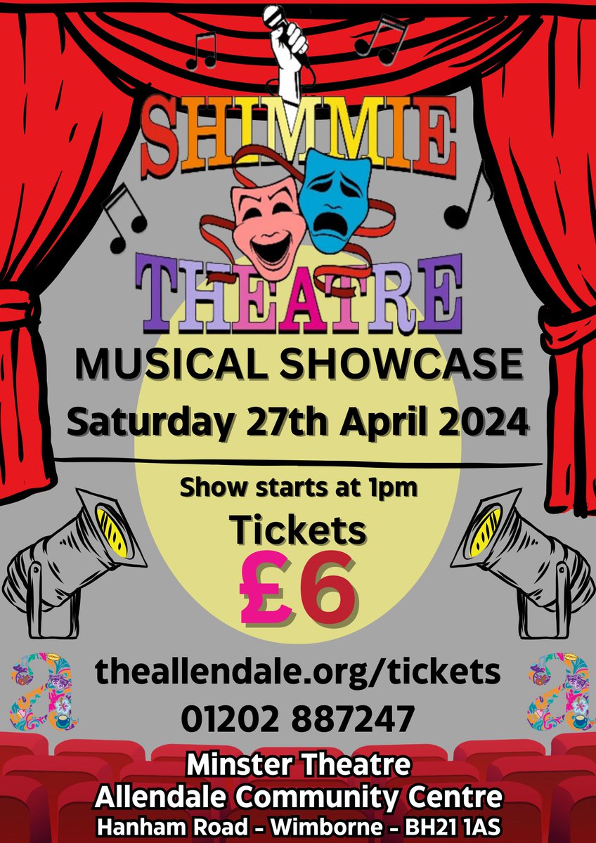 Shimmie Theatre: Musical Showcase Saturday 27th April 2024, 1pm theallendale.org/tickets The songs of four hit West End musicals come alive on stage in this musical theatre production by Shimmie Theatre. This will be a relaxed performance, welcoming to all. #wimborne #Dorset