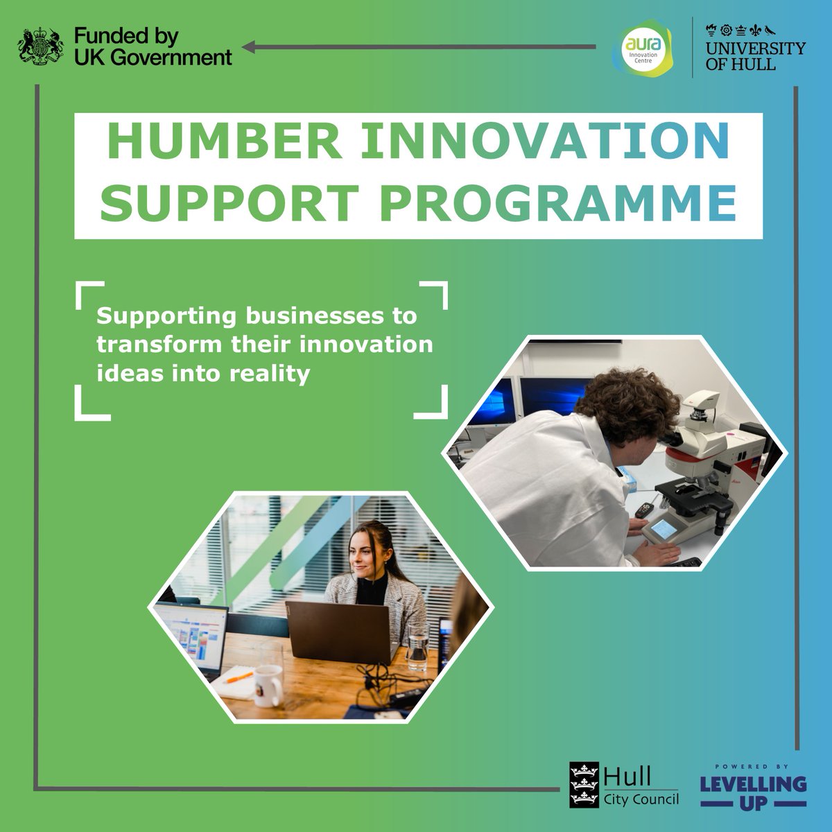 Exciting news for businesses 📣 

Stay tuned this week to discover the #benefits of the #LevellingUp #funding - delivered by <a href="/UniOfHull/">University of Hull</a>'s <a href="/_aurainnovation/">Aura</a> Centre - helping businesses achieve their innovation goals

Follow <a href="/_aurainnovation/">Aura</a> to be part of the innovation revolution