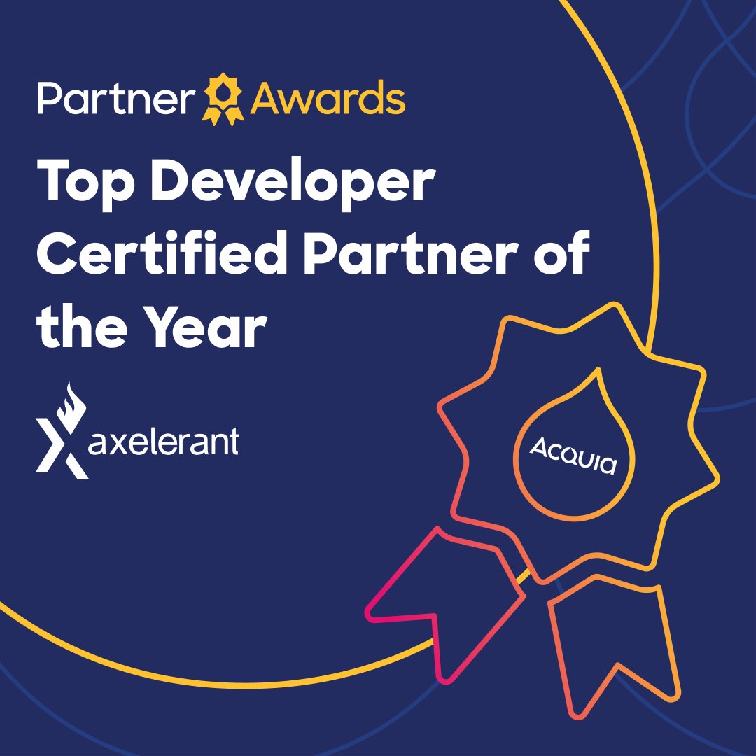 axelerant's tweet image. We’re taking home the gold. ✨
Proud to be recognized under the "Excellence in Innovation" category.
Huge thanks to the @Acquia team for this incredible award! Here's to building even more impactful things together this year. 🥂
#AcquiaPartnerAwards