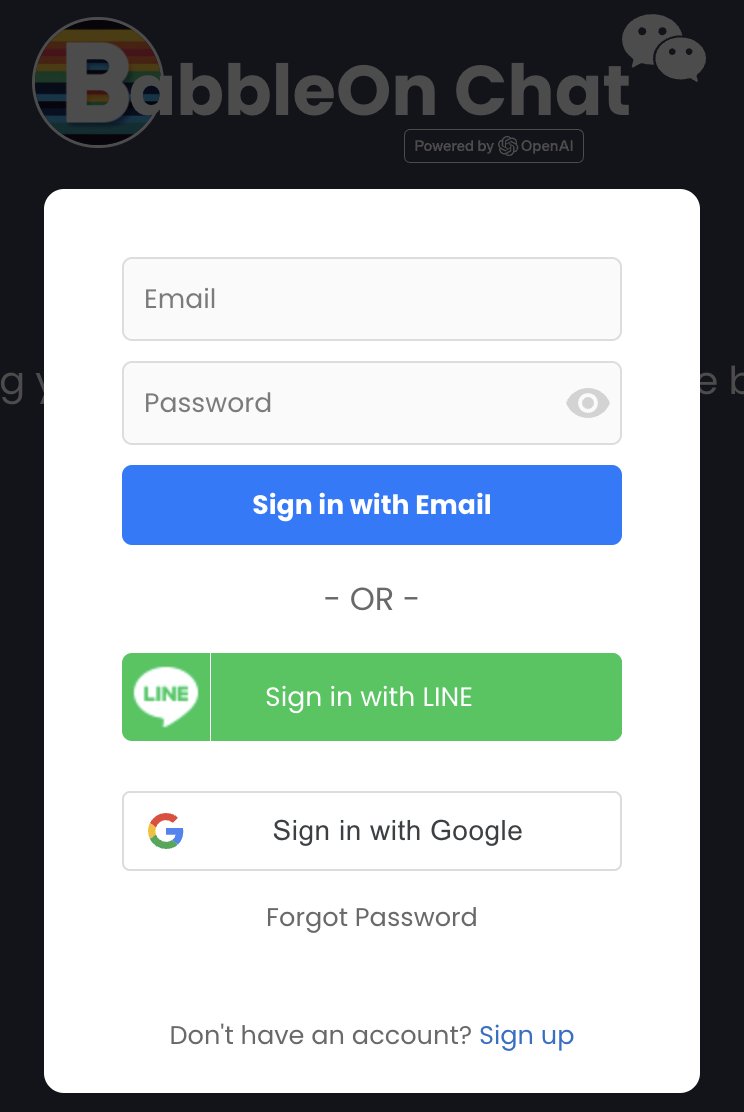 BabbleonAI's tweet image. We have included authentication/sign in option via LINE!

If you are a LINE user, use your LINE account to sign in to BabbleOn Chat!

Stay tuned for further LINE integrations with BabbleOn Chat coming soon!

chat.babbleon.ai

#buildinpublic #LINEスタンプ