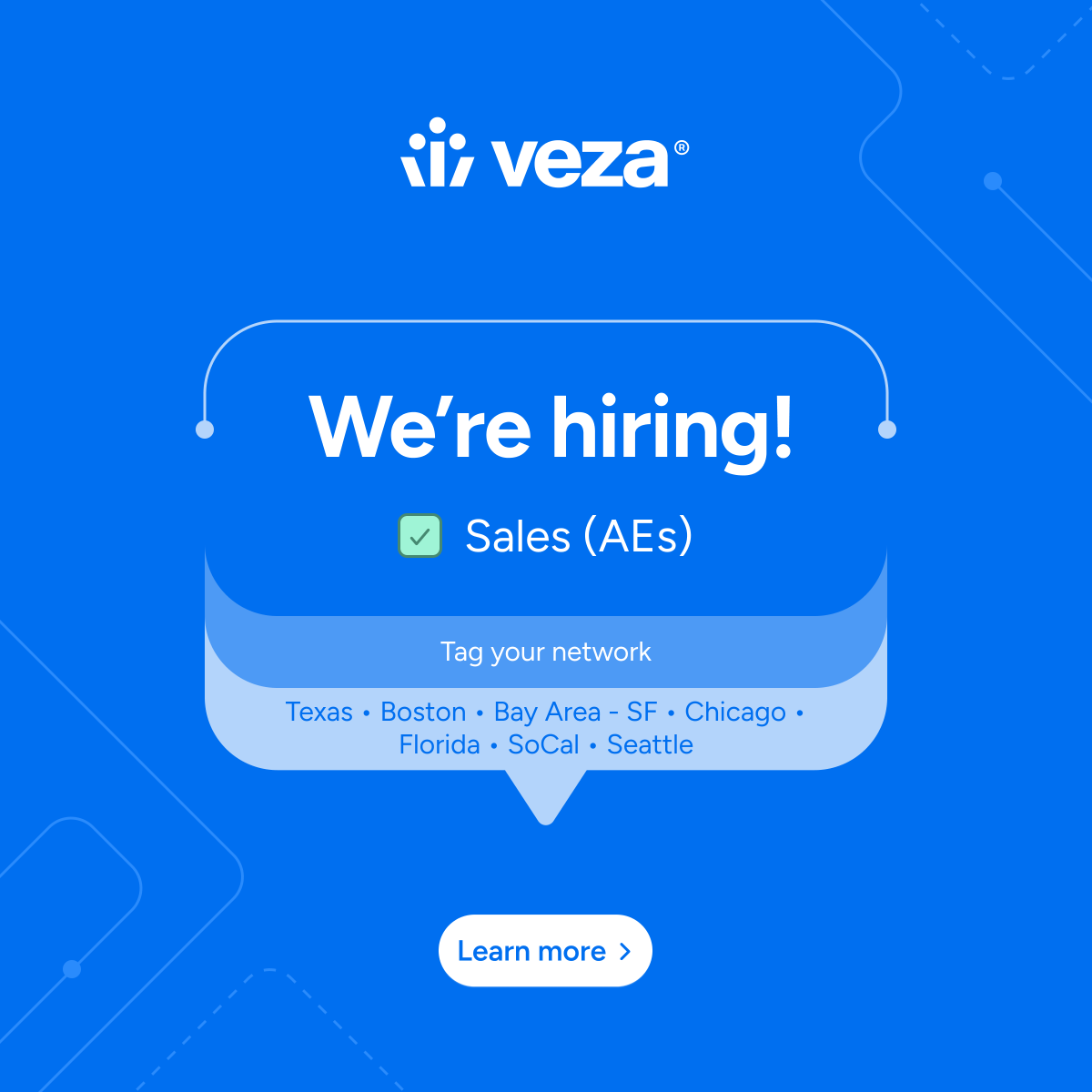 Veza's #sales team is growing! Join #TeamVeza as we build the future of identity security. Tag your network and check out our open roles here ➡️ bit.ly/49Ji7Sc #cloudsecurity #cybersecurity #identitysecurity #datasecurity