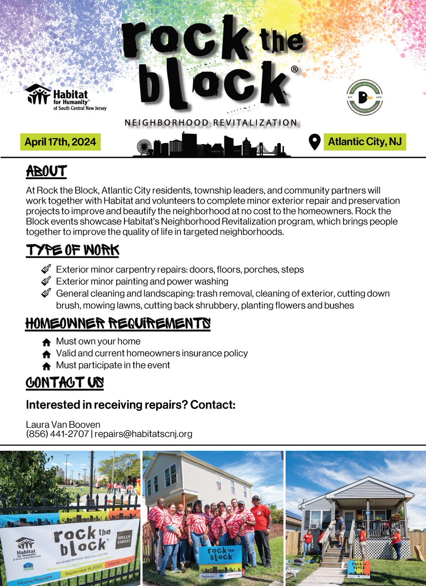 Join Atlantic City residents, township leaders, and community partners at Rock the Block!

habitatscnj.org/events/rockthe…