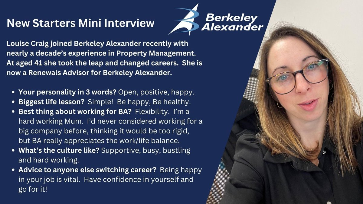 BA_Insurance's tweet image. Welcome to Berkeley Alexander Louise - delighted to have you on board!