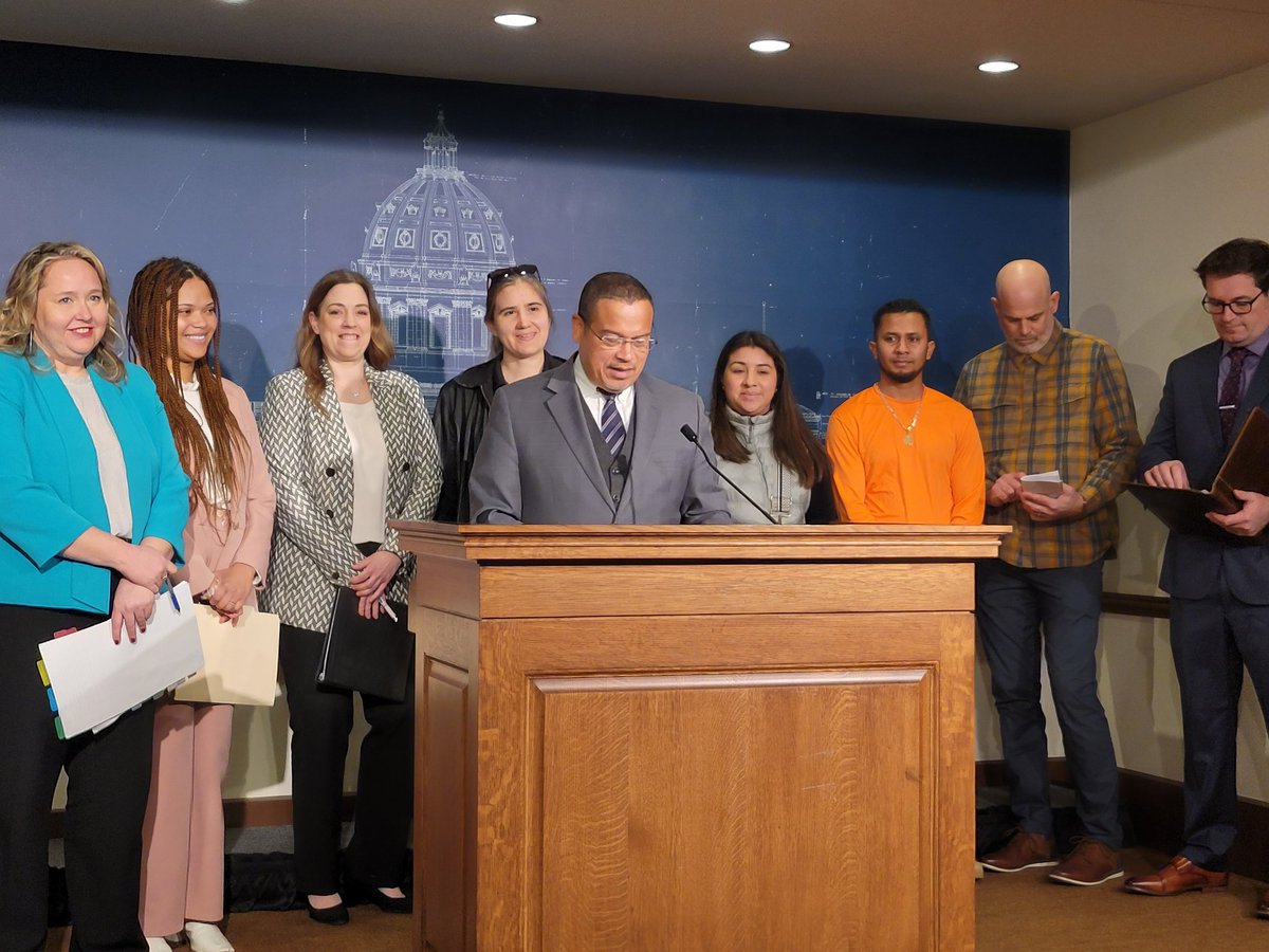 In an effort to allow everyone to 'aspire to prosperity,' @AGEllison is joined by @SenClareOumou, @emmagreenman, DLI Commissioner Nicole Blissenbach & others to propose fixes to employee misclassification fraud. #mnleg WATCH: youtube.com/live/KM3AVzZAX…