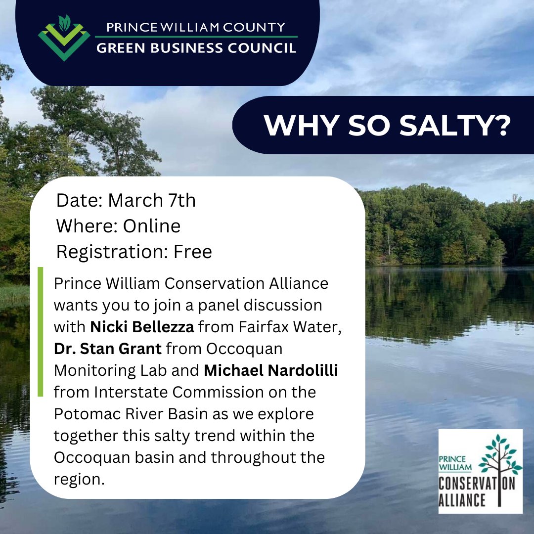pwcgbc's tweet image. Prince William Conservation of Alliance are having a virtual meeting on source water protection.
Make sure to register to join the panel discussion to learn more of the Occoquan basin and throughout the region!

To register, link is below: 
us02web.zoom.us/meeting/regist…