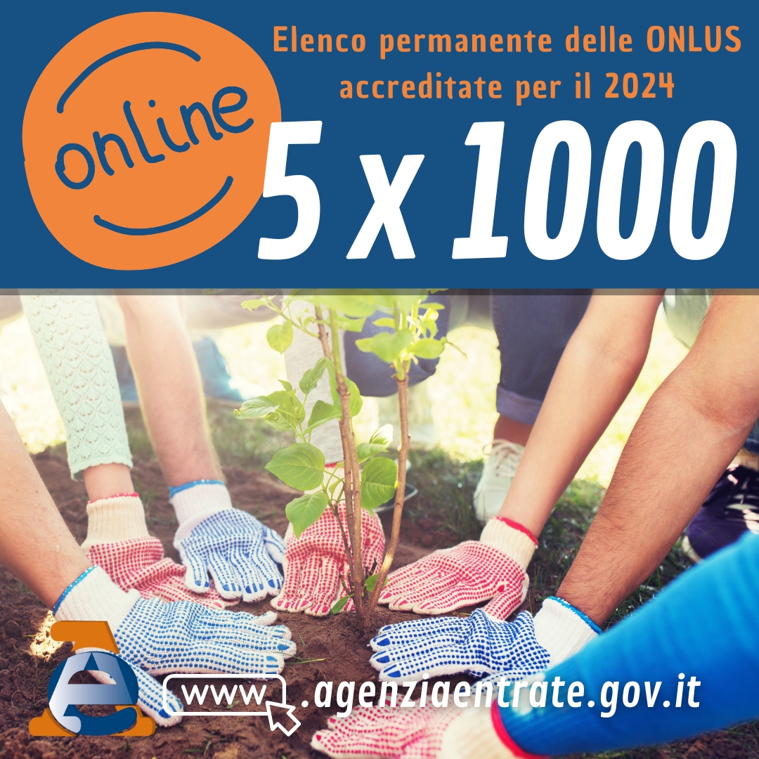 Agenzia_Entrate's tweet image. #5xmille 2024 Pronto #elenco #permanente delle #Onlus accreditate. Puoi consultarlo qui 👉🏻 bddy.me/3V5JlOG 
Gli enti in elenco non sono tenuti a presentare di nuovo domanda d'iscrizione. Per saperne di più 🔗 bddy.me/3uVyBrt