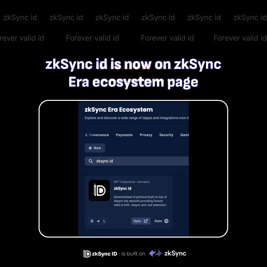Good news! 

zkSync id dapp and token is now finally on zksync era ecosystem page. 🫡

Visit: zksync.dappradar.com/ecosystem?keyw…

#zkSyncid #zkSyncEra