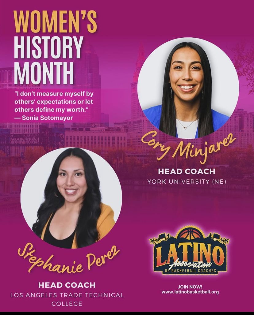 Latino Association of Basketball Coaches (@labcbasketball) on Twitter photo Up next, we have two amazing women who are at the helm of their programs! <a href="/Stephfani21/">Stephanie Perez</a> just finished her first season as a first-time HC at her alma mater, <a href="/LATTC/">Los Angeles Trade-Technical College</a> ! Coach <a href="/CoryMinjarez/">Coach Minjarez</a> is also at her alma mater and has been the HC at <a href="/YUPanthersWBB/">York University WBB</a> for three years Up next, we have two amazing women who are at the helm of their programs! <a href="/Stephfani21/">Stephanie Perez</a> just finished her first season as a first-time HC at her alma mater, <a href="/LATTC/">Los Angeles Trade-Technical College</a> ! Coach <a href="/CoryMinjarez/">Coach Minjarez</a> is also at her alma mater and has been the HC at <a href="/YUPanthersWBB/">York University WBB</a> for three years