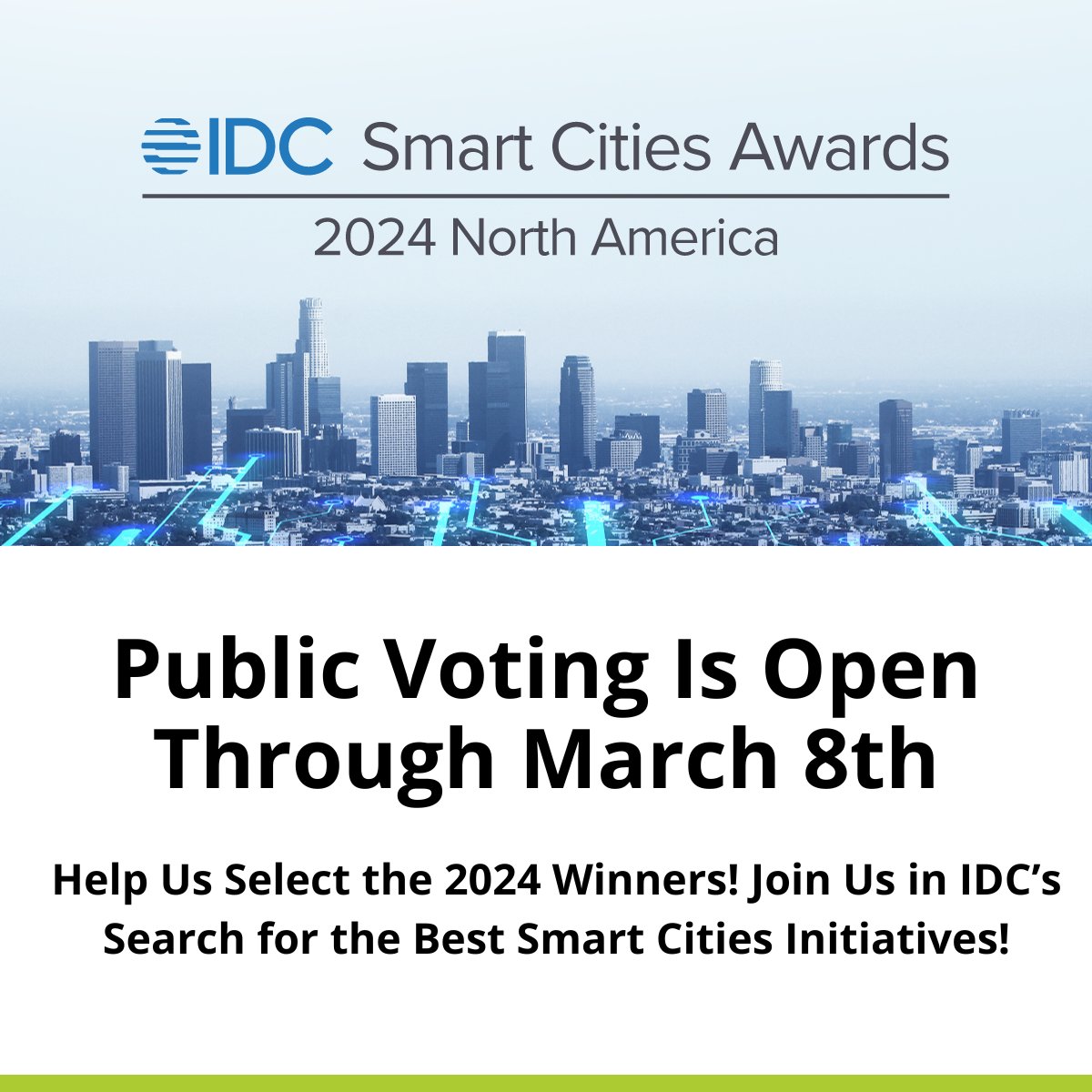Tell us who you think deserves to win! Get your community #engaged!  #GetOuttheVote! Voting is now open for the 2024 IDC Smart Cities North America Awards through Friday, March 8th. #IDCSmartCities24 #SCNAA #IDC #SmartCities  Vote at: bit.ly/42Qvwpl