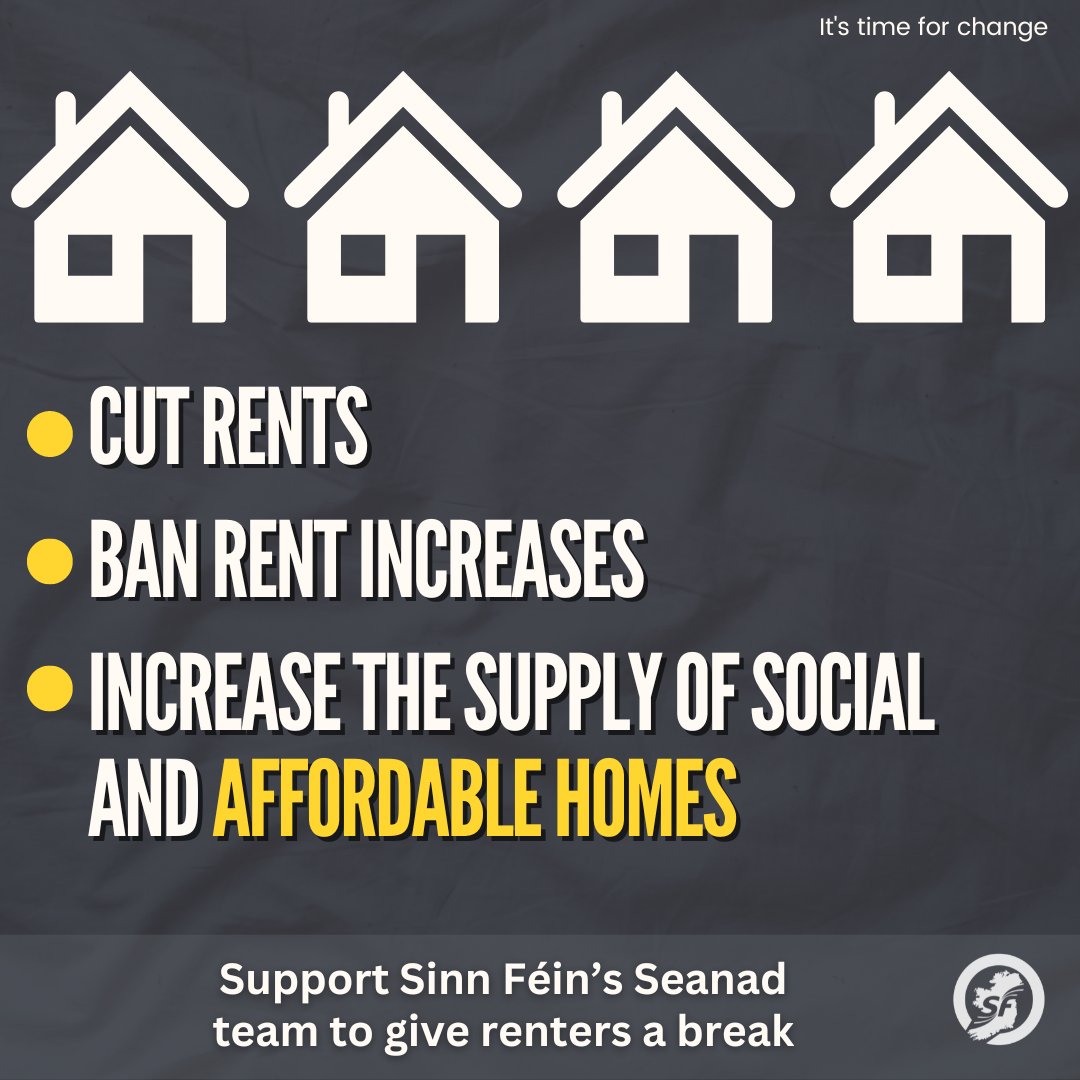 Sinn Féin's Seanad team has a plan to give renters a break. Support our motion This Wednesday. @fintanwarfield @LNBDublin @paul_gavan