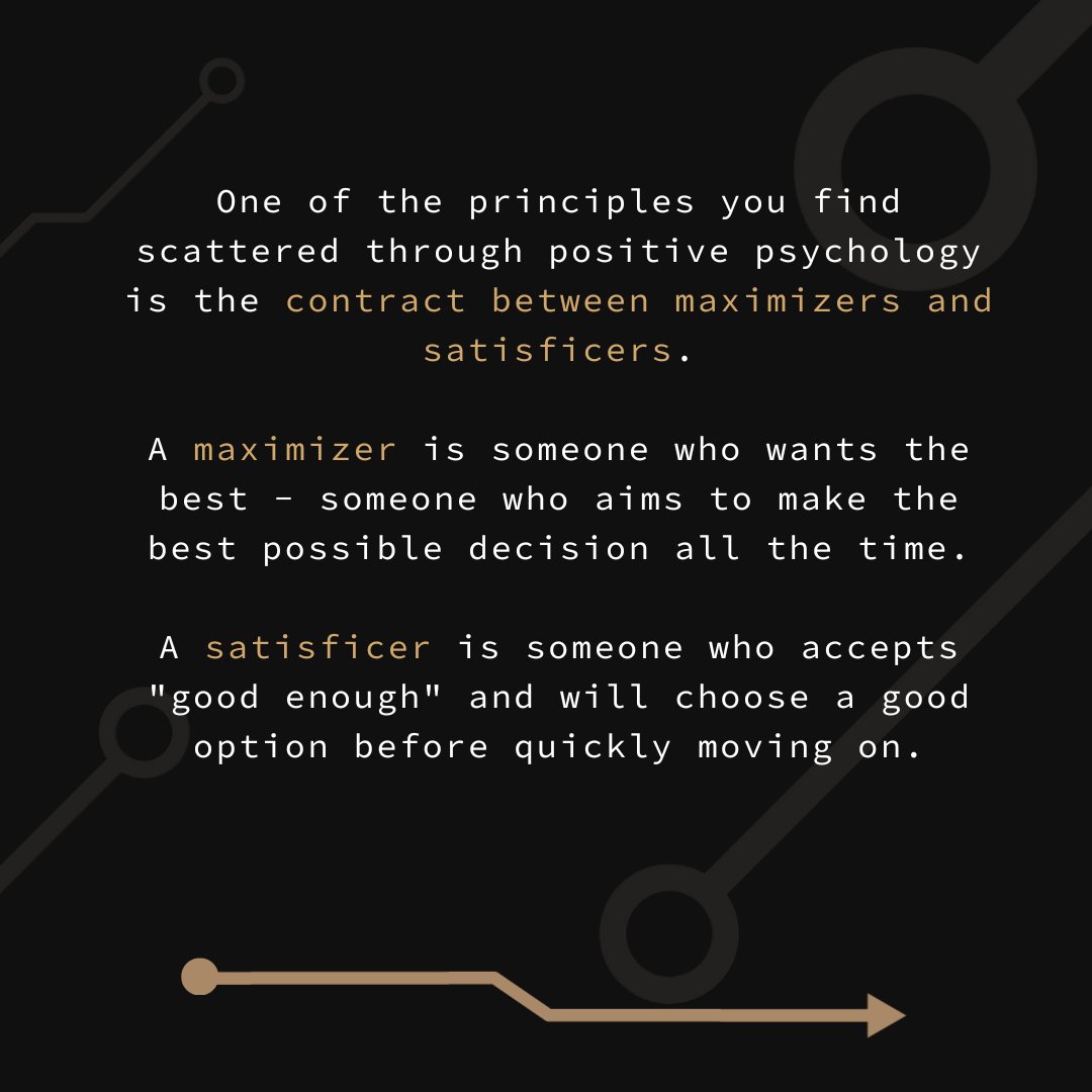 Designing_Mind's tweet image. Do you think you should be a maximizer or a satisficer?

#psychology #positivepsychology #maximizer #satisficer