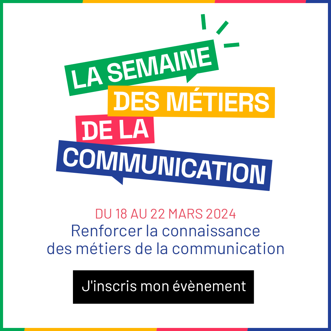 📣 Du 18 au 22 mars 2024, une série d'événements sera organisée pour approfondir la compréhension des métiers de la communication et inspirer de nouvelles vocations. Vous avez jusqu'au 15 mars pour proposer vos événements en remplissant le formulaire 👉 lnkd.in/dRWiivb9