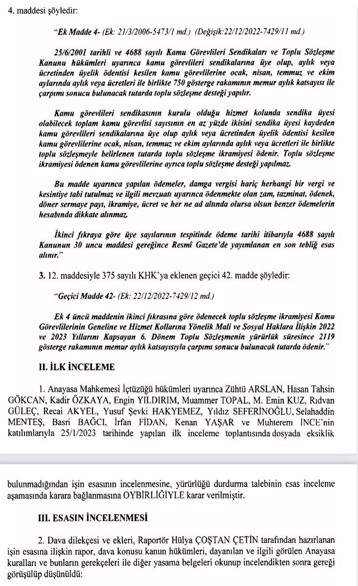 Haklı olan mücadelemiz anayasa mahkemesininin vermiş olduğu kararla resmi gazetede yayınlanarak yürürlüğe girmiştir tüm dava arkadaşlarımıza üyelerimize ve memur arkadaşlara hayırlı uğurlu olsun toplu sözleşme ikramiyesi eşit bir şekilde her ay tüm üyelerimiz de alacaktır.