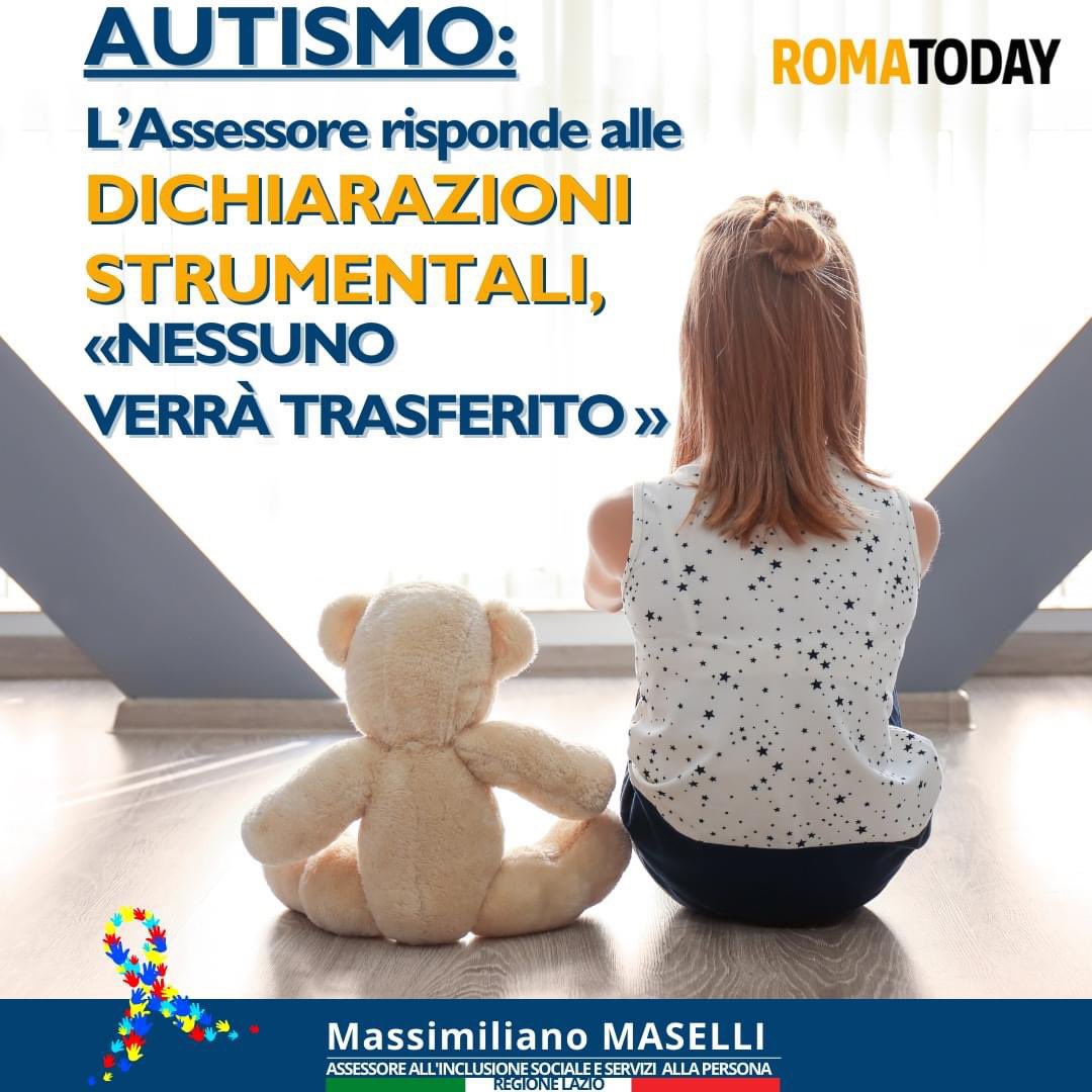 🗣 #Autismo, Maselli smentisce le dichiarazioni strumentali dell’opposizione in merito a una delibera della Regione: "Nessuno sarà trasferito".

🌐 leggi l'articolo completo ⤵️
romatoday.it/attualita/auti…