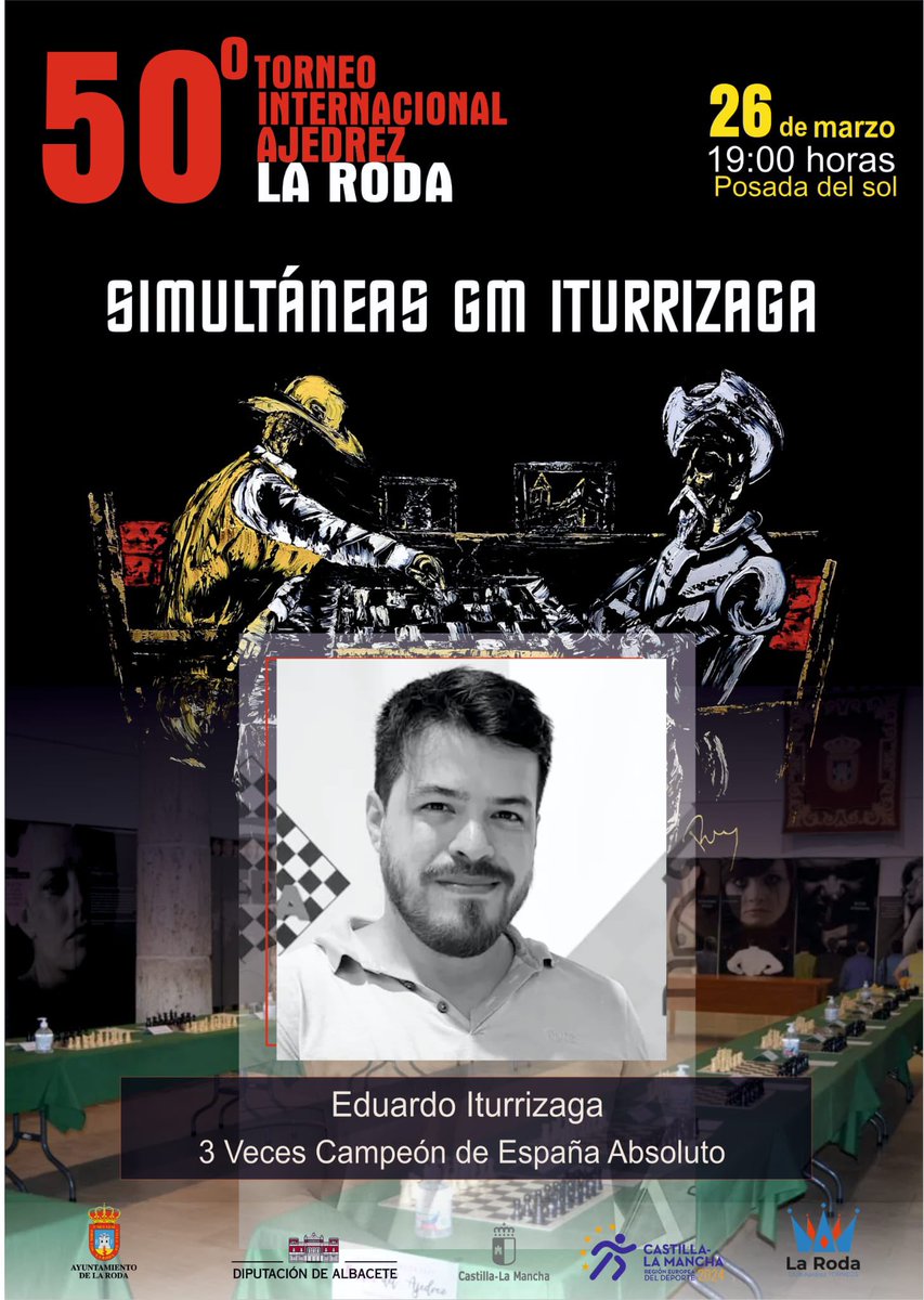 OpenChessLaRoda (@openchesslaroda) on Twitter photo ✨Exhibición de partidas simultáneas en La Roda el 26 de marzo por motivo de la celebración de las bodas de oro de <a href="/OpenChessLaRoda/">OpenChessLaRoda</a> realizadas por el GM Eduardo Iturrizaga, <a href="/EduIturri/">Eduardo Iturrizaga</a> ✨Exhibición de partidas simultáneas en La Roda el 26 de marzo por motivo de la celebración de las bodas de oro de <a href="/OpenChessLaRoda/">OpenChessLaRoda</a> realizadas por el GM Eduardo Iturrizaga, <a href="/EduIturri/">Eduardo Iturrizaga</a>