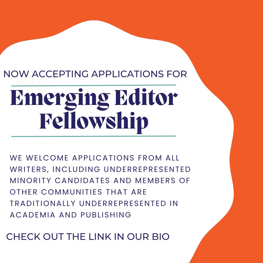 Applications are now open for our Emerging Editor Fellowship! For more information and/or to submit an application, check out the link in our bio!🙂